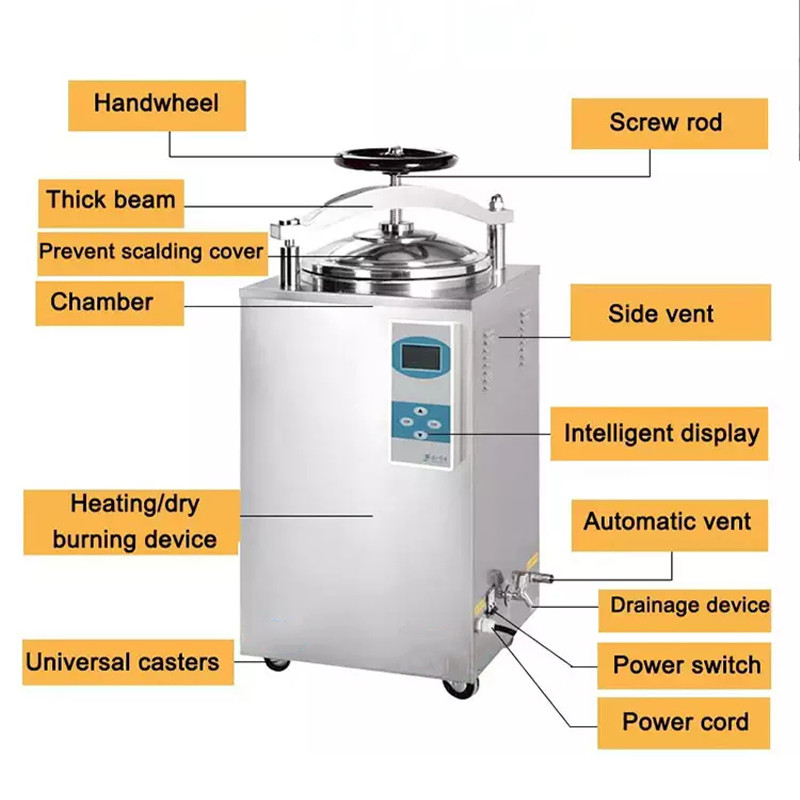 Handrad Digitale Anzeige Vertikaler Autoklave 35L 50L 75L 100L 150L Liter für Pilz Konserven Retort Sterilisator