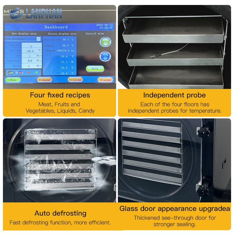 6 Trays Vakuum Gefriertrocknungsgeräte Großproduktion Gefriertrockner in der Lebensmittelindustrie
