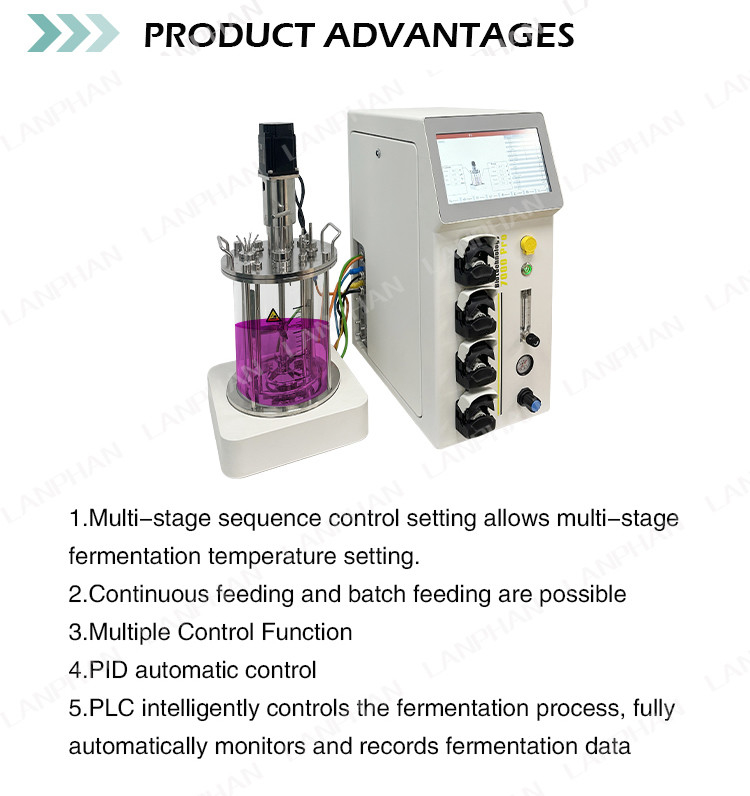 Bioreaktor für Mikrobielle / Bakterielle Fermentatoren 1l Laborfermentator Bioreaktor für Algen